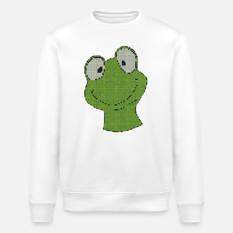 Pixel Frog Pixel Vert Smiley - Sweat bio ROLLER Stanley/Stella Unisexe - blanc