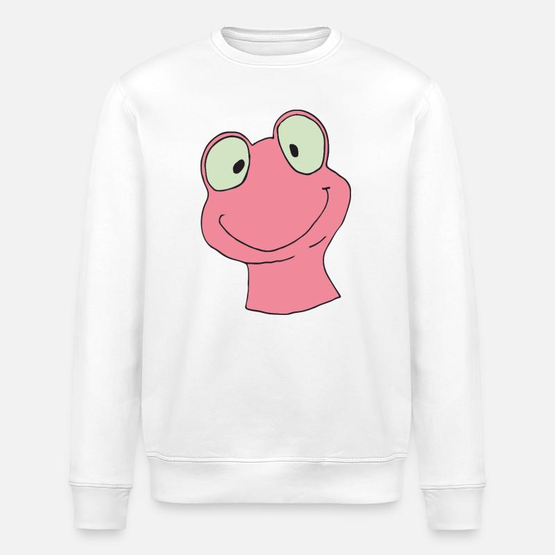 Lächelnder Pinker Frosch Cartoon - Stanley/Stella Unisex Bio-Sweatshirt ROLLER - Weiß