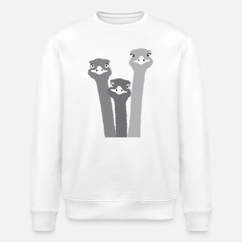 Nandu, tête d’autruche, émeu, autruche - Sweat bio ROLLER Stanley/Stella Unisexe - blanc