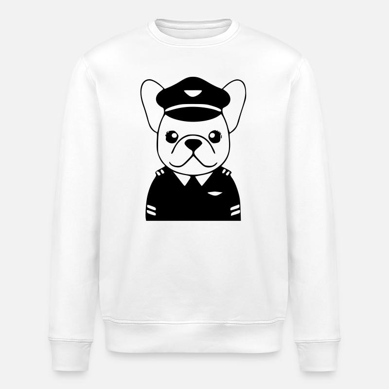 Frenchie Pilot Uniform Schwarz - Stanley/Stella Unisex Bio-Sweatshirt ROLLER - Weiß