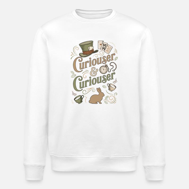 Alice Immer Neugieriger ("Curiouser") - Stanley/Stella ROLLER Unisex Organic Sweatshirt - white
