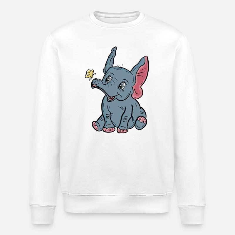 Bébé éléphant et papillon heureux - Sweat bio ROLLER Stanley/Stella Unisexe - blanc