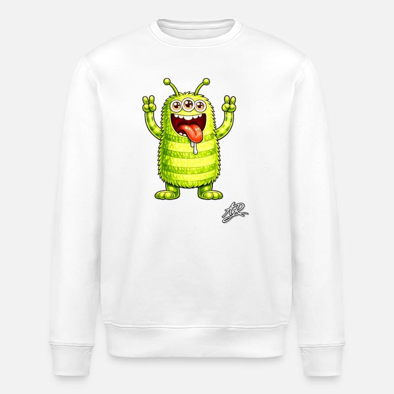Neon monster three eyes cheerful - Stanley/Stella ROLLER Unisex Organic Sweatshirt - white