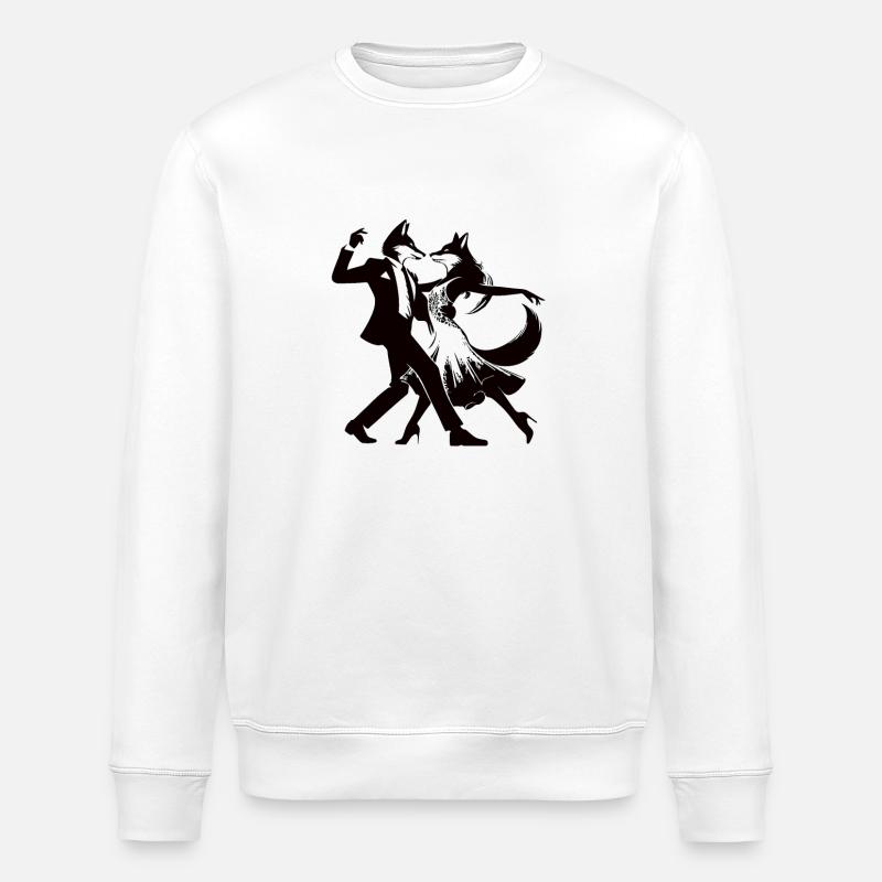 Dancing Tango Foxes Design - Stanley/Stella ROLLER Unisex Organic Sweatshirt - white