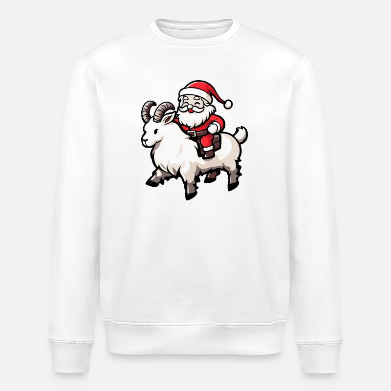 Bergziege Weihnachtsmann Cartoon - Stanley/Stella Unisex Bio-Sweatshirt ROLLER - Weiß