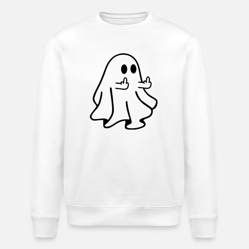Geist Mittelfinger Halloween - Stanley/Stella Unisex Bio-Sweatshirt ROLLER - Weiß