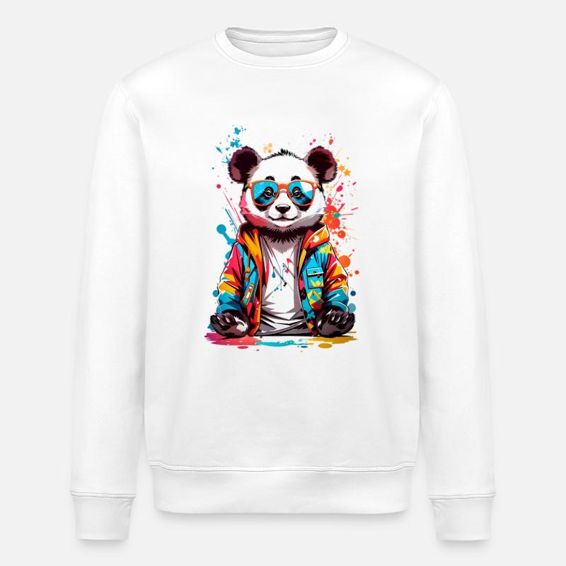 Coole Panda - Stanley/Stella Unisex Bio-Sweatshirt ROLLER - Weiß