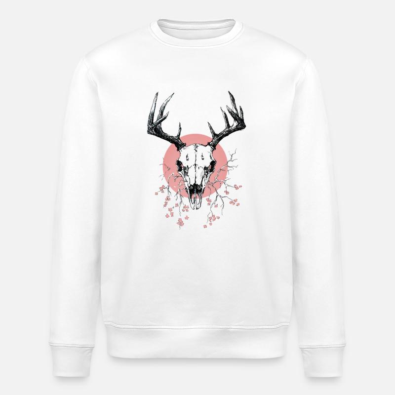 Hirschschädel (pink) - Stanley/Stella Unisex Bio-Sweatshirt ROLLER - Weiß