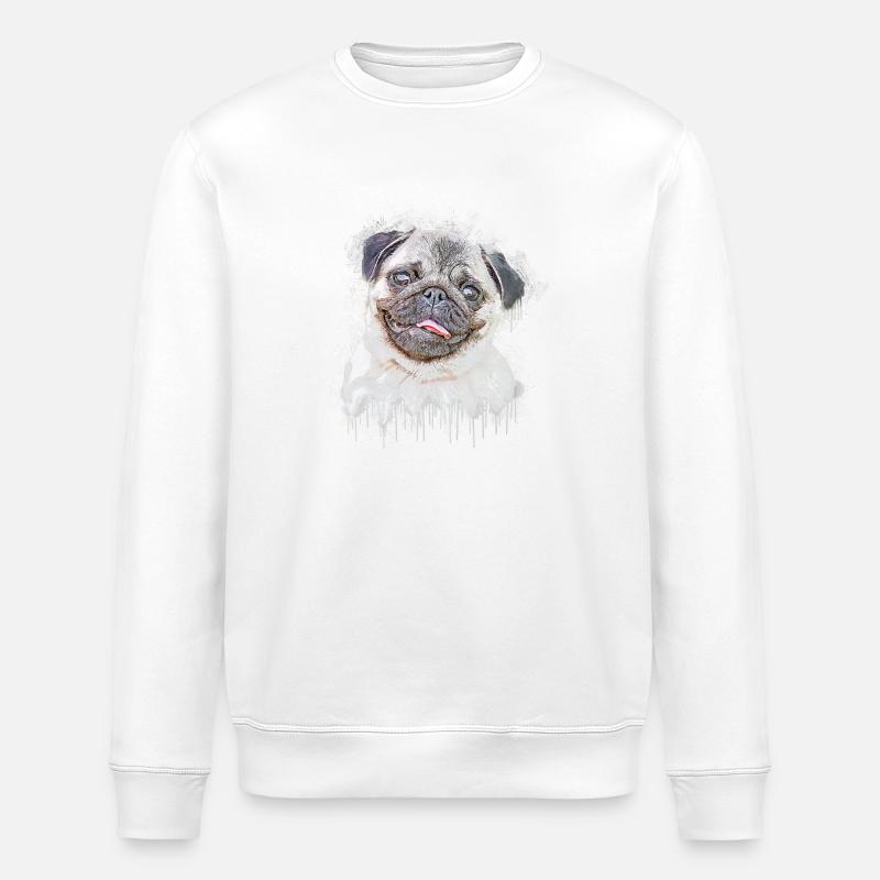 Pug - Stanley/Stella ROLLER Unisex Organic Sweatshirt - white