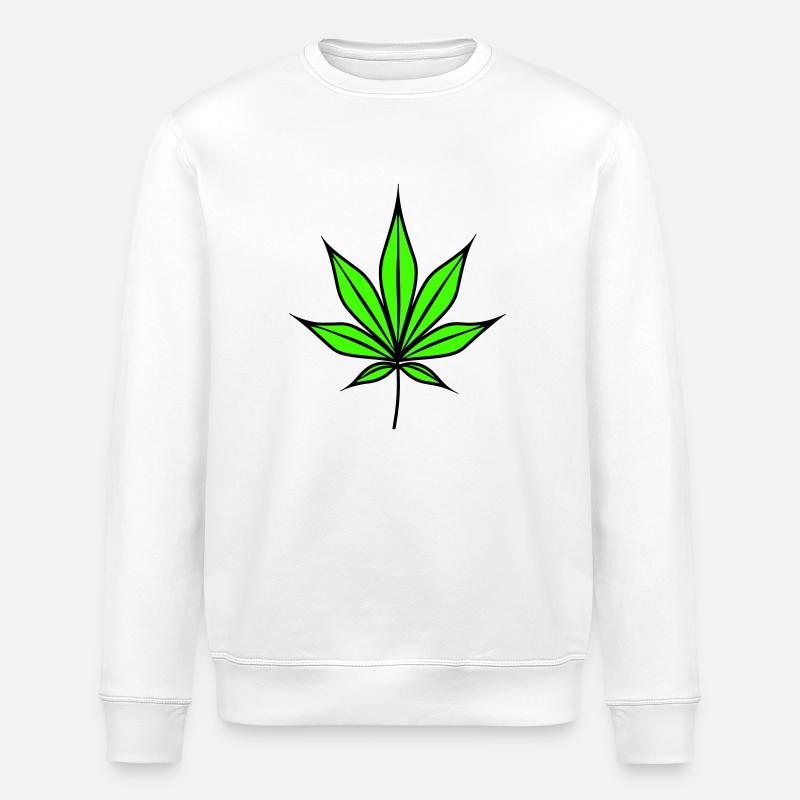 Hemp Leaf Weed Hemp Symbol - Stanley/Stella ROLLER Unisex Organic Sweatshirt - white