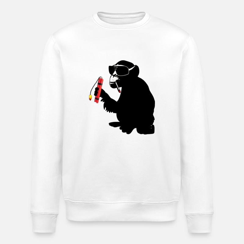 explosiv monkey - Stanley/Stella Unisex Bio-Sweatshirt ROLLER - Weiß