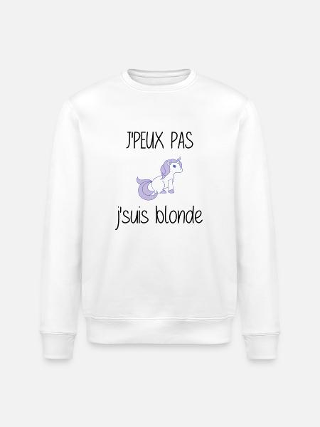 j'peux pas j'suis blonde - Sweat bio ROLLER Stanley/Stella Unisexe - blanc