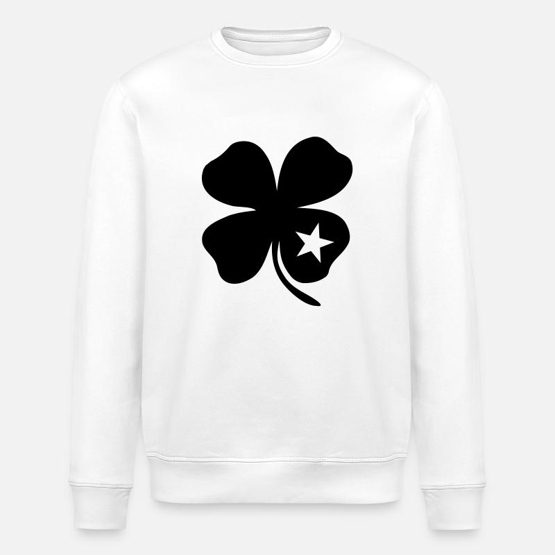 lucky clover leaf - Stanley/Stella ROLLER Unisex Organic Sweatshirt - white