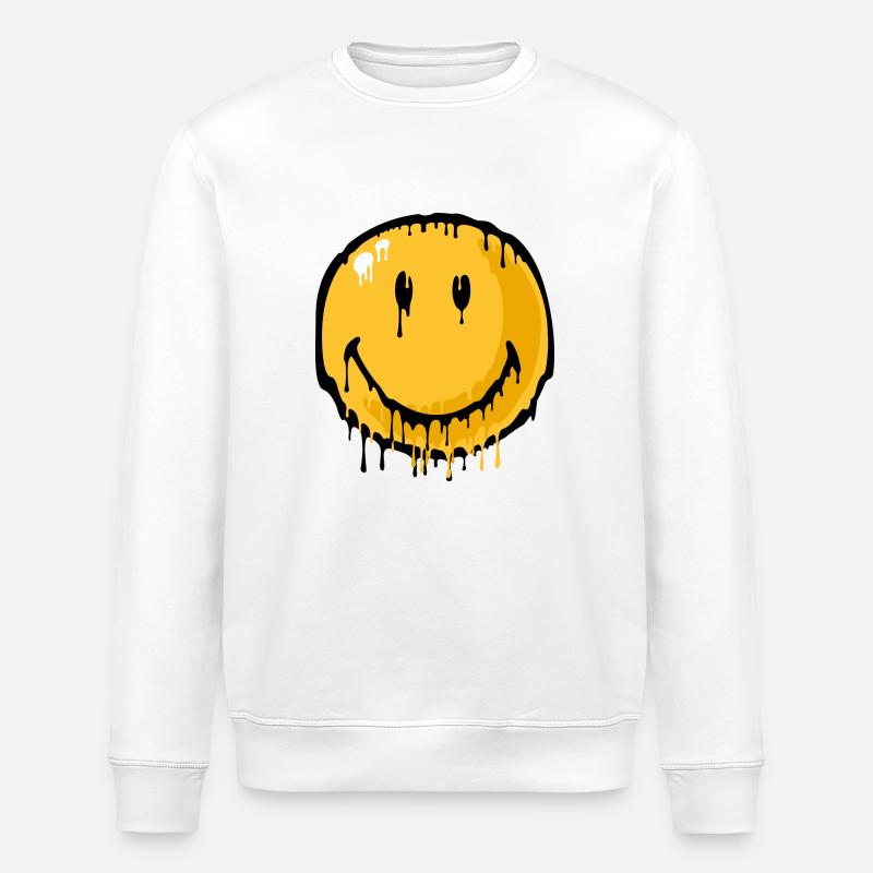 Smiley drip - Stanley/Stella ROLLER Unisex Organic Sweatshirt - white
