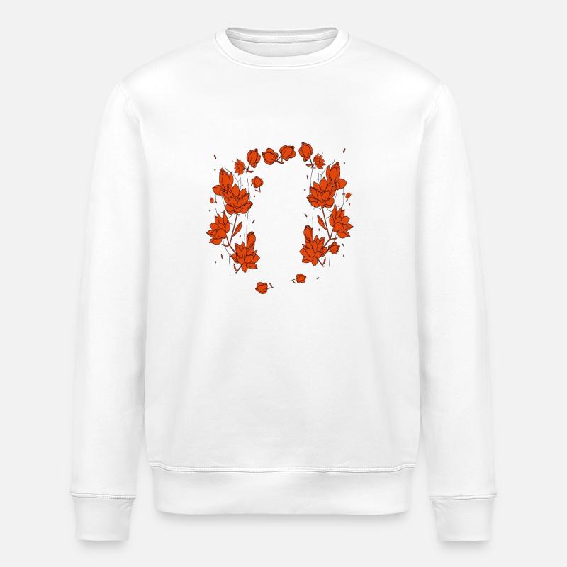 Fleurs rouges - Sweat bio ROLLER Stanley/Stella Unisexe - blanc