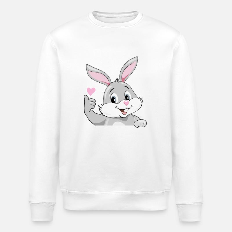 Peeking smiling rabbit - Stanley/Stella ROLLER Unisex Organic Sweatshirt - white