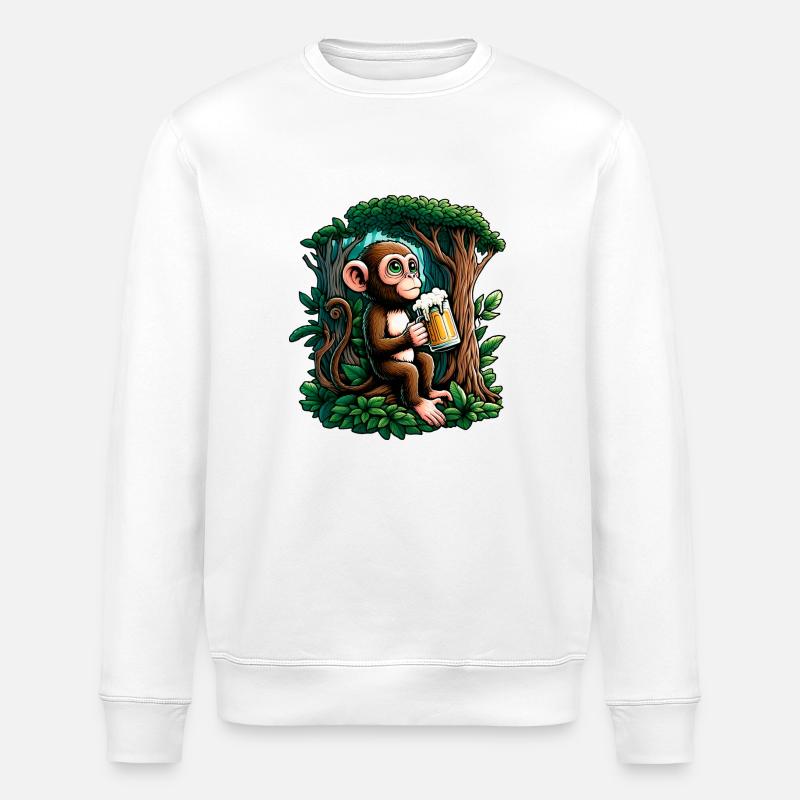 Singe Bière Décontracté - Sweat bio ROLLER Stanley/Stella Unisexe - blanc