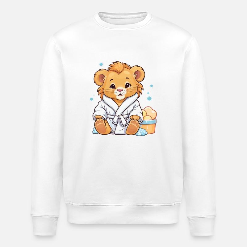 Bébé lion se baigne - Sweat bio ROLLER Stanley/Stella Unisexe - blanc
