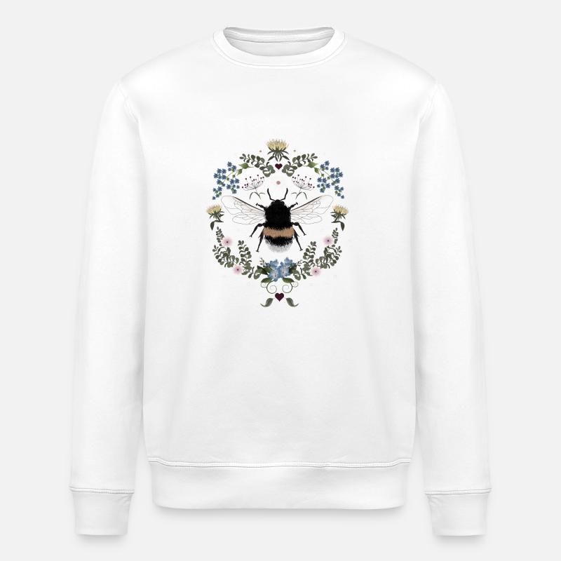Hummel Blüten Biene - Stanley/Stella Unisex Bio-Sweatshirt ROLLER - Weiß