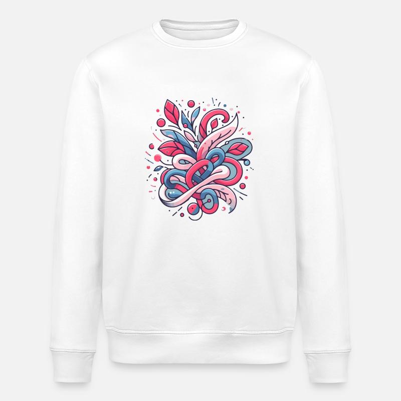 Abstract Floral Pattern - Stanley/Stella ROLLER Unisex Organic Sweatshirt - white