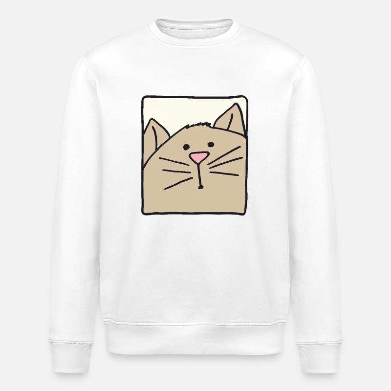 Tête de chat drôle - Sweat bio ROLLER Stanley/Stella Unisexe - blanc