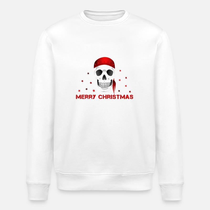 Merry Christmas skull - Stanley/Stella ROLLER Unisex Organic Sweatshirt - white