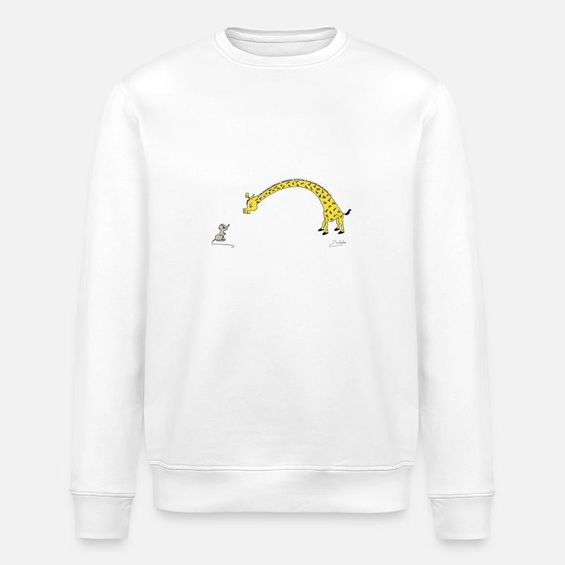 Giraffe mit Maus - Stanley/Stella Unisex Bio-Sweatshirt ROLLER - Weiß