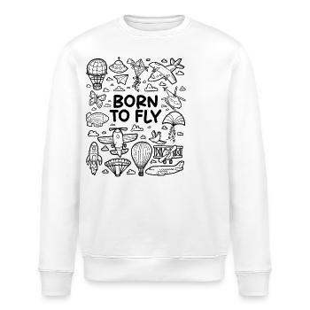 Born to fly – airplane lovers - Stanley/Stella ROLLER Unisex Organic Sweatshirt - white - Front - Nik (191cm)