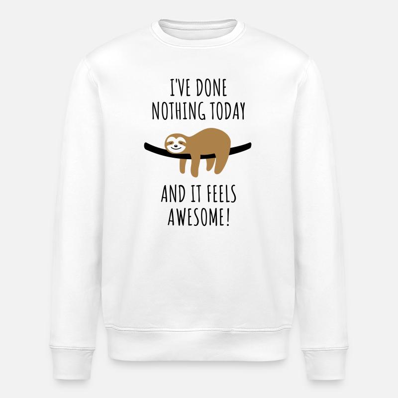 Faultier - done nothing - Stanley/Stella Unisex Bio-Sweatshirt ROLLER - Weiß