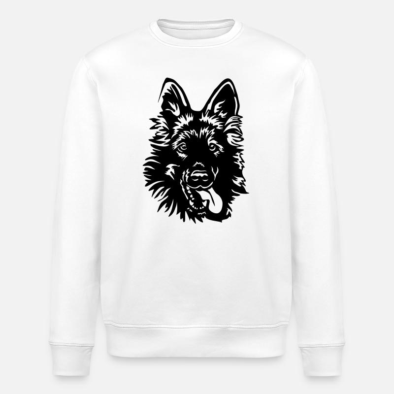 German Shepherd Head - Stanley/Stella ROLLER Unisex Organic Sweatshirt - white