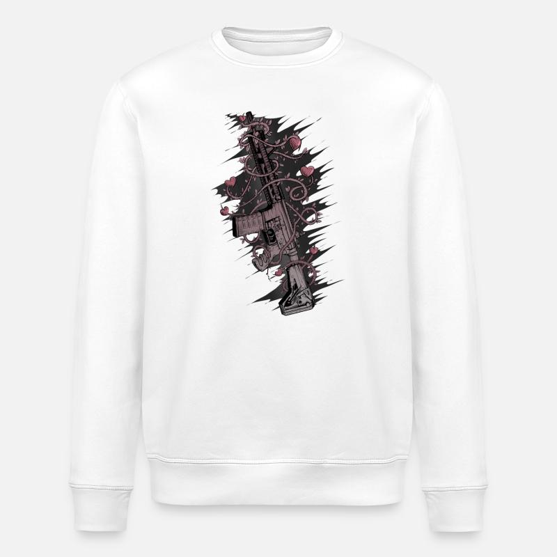 Fusil d’assaut aux cœurs roses - Sweat bio ROLLER Stanley/Stella Unisexe - blanc