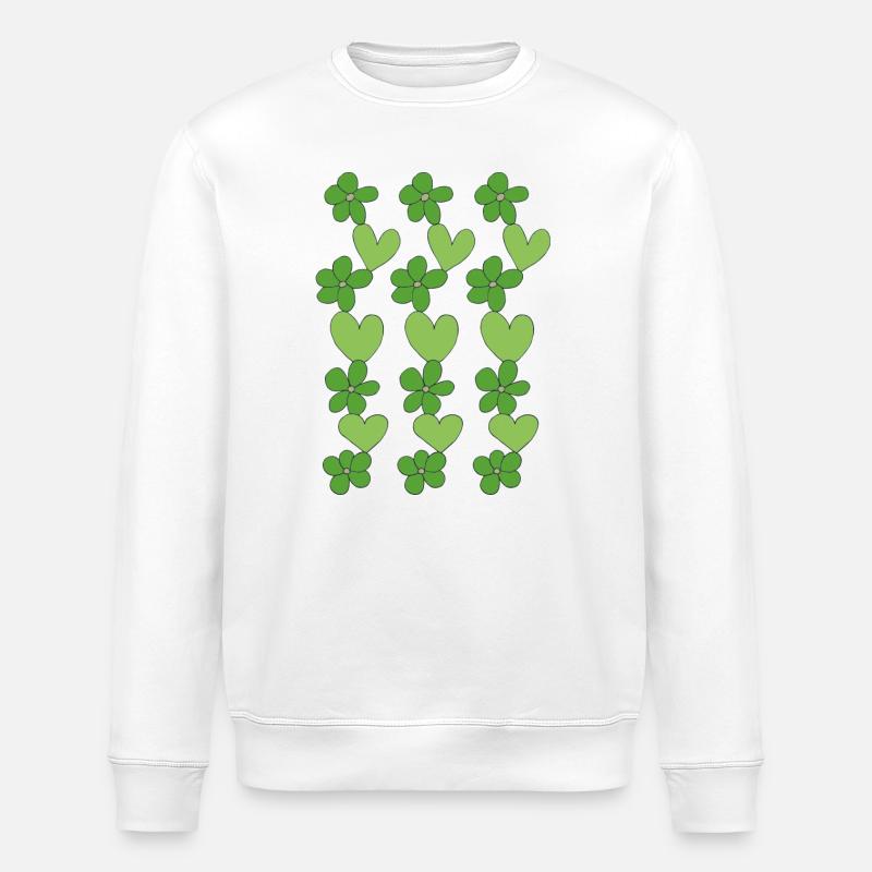 cœurs fleurs vert - Sweat bio ROLLER Stanley/Stella Unisexe - blanc