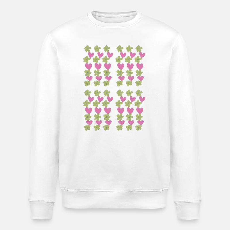 motif de fleurs de cœurs - Sweat bio ROLLER Stanley/Stella Unisexe - blanc
