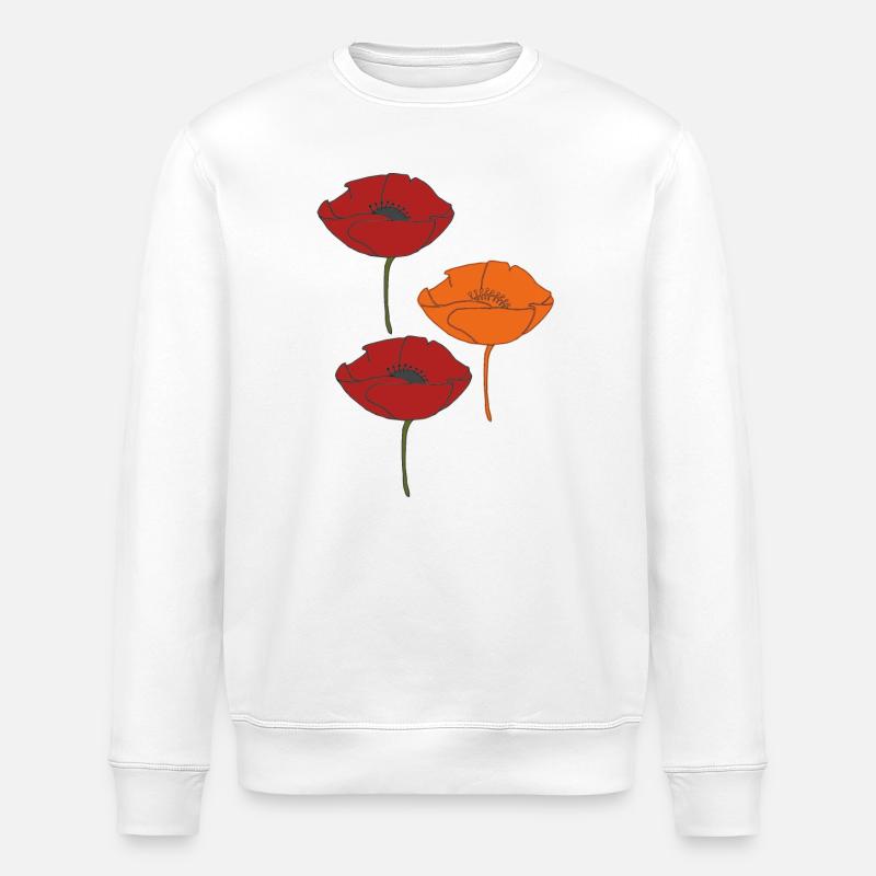 mohnblumen und orange - Stanley/Stella Unisex Bio-Sweatshirt ROLLER - Weiß