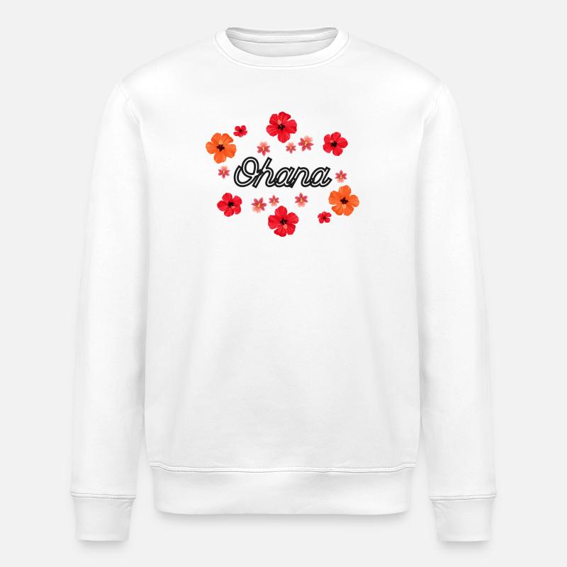 Ohana Hibiskus Tropendesign - Stanley/Stella Unisex Bio-Sweatshirt ROLLER - Weiß
