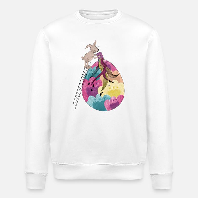 Osterhase & Osterei Bunte Illustration - Stanley/Stella Unisex Bio-Sweatshirt ROLLER - Weiß