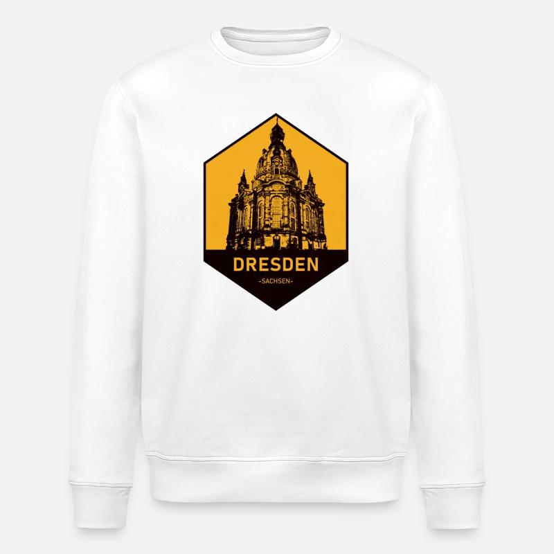 Icône d’architecture de Dresde Jaune - Sweat bio ROLLER Stanley/Stella Unisexe - blanc