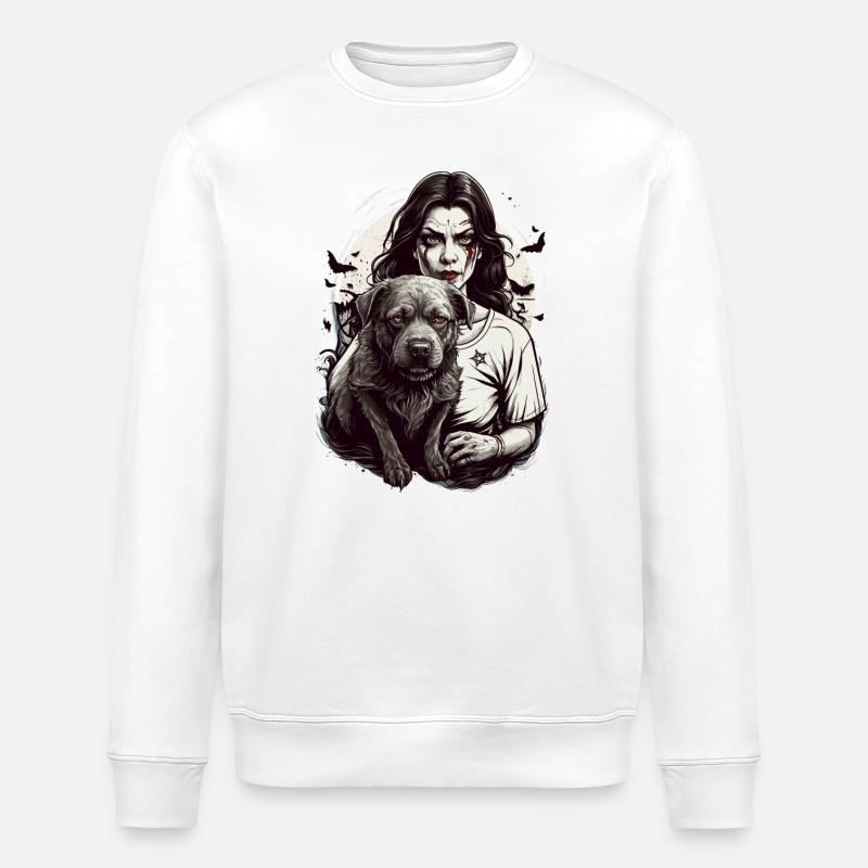 Vampire avec chien - Sweat bio ROLLER Stanley/Stella Unisexe - blanc