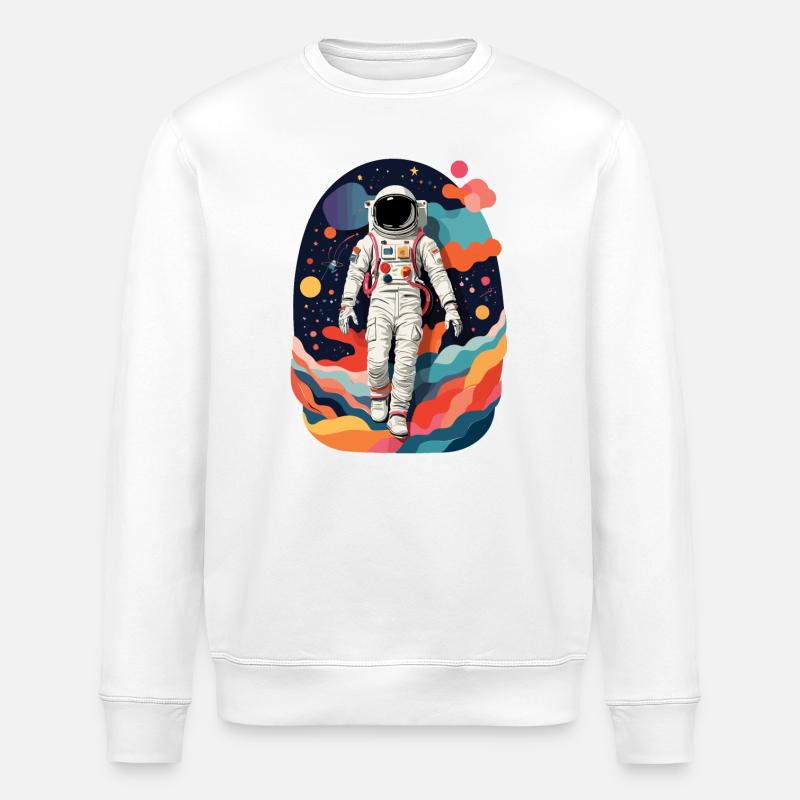 Bunte Astronauten Bild - Stanley/Stella Unisex Bio-Sweatshirt ROLLER - Weiß