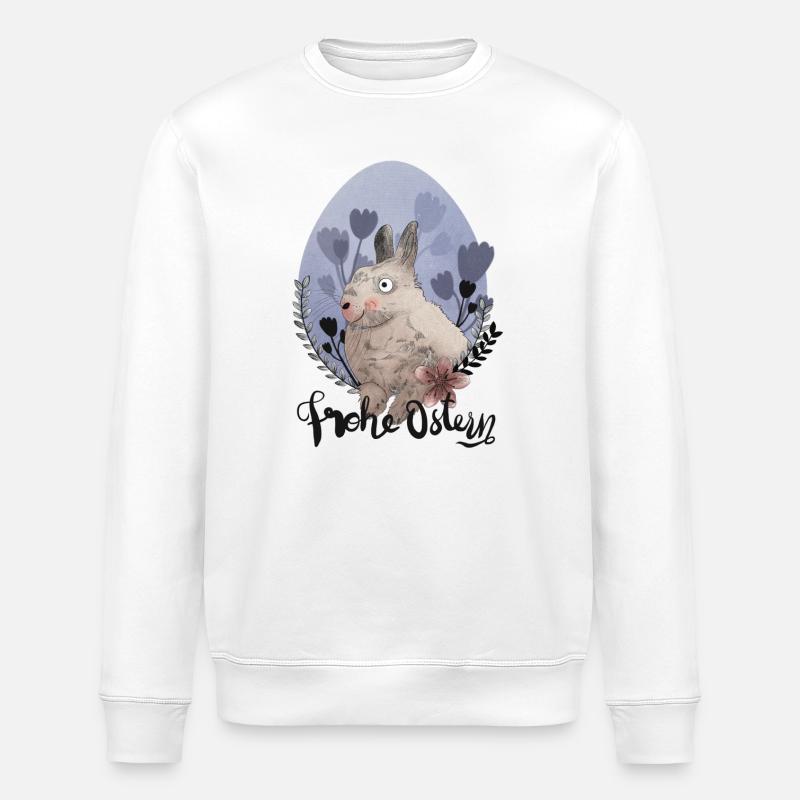 Easter Bunny Illustration Happy Easter - Stanley/Stella ROLLER Unisex Organic Sweatshirt - white