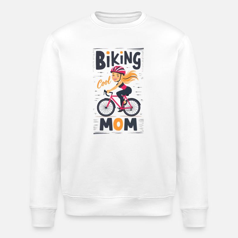 Cool Biking Mom Illustration Design - Sweat bio ROLLER Stanley/Stella Unisexe - blanc