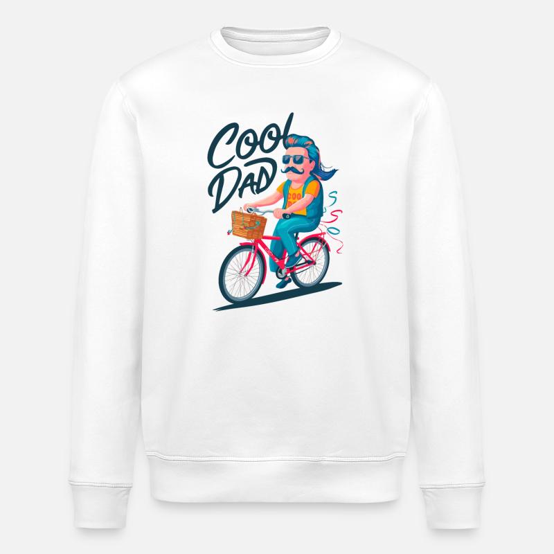 Coole Papa Radfahren Illustration - Stanley/Stella Unisex Bio-Sweatshirt ROLLER - Weiß