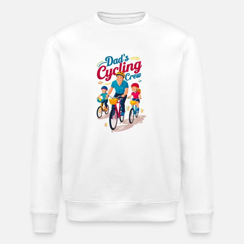 Dad's Cycling Crew Illustration - Stanley/Stella ROLLER Unisex Organic Sweatshirt - white