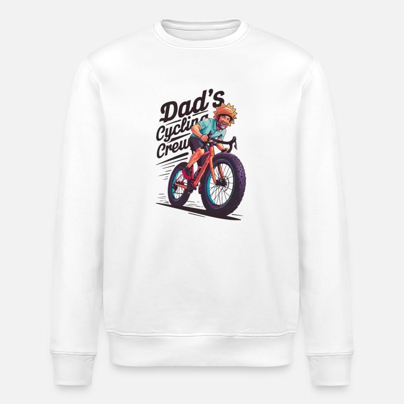 Dad's Cycling Crew Adventure Design - Stanley/Stella ROLLER Unisex Organic Sweatshirt - white
