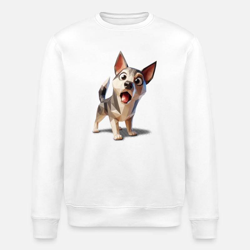 Überraschter Hundewelpe lowpoly - Stanley/Stella Unisex Bio-Sweatshirt ROLLER - Weiß