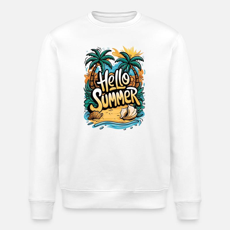 Tropical Summer Beach Design - Stanley/Stella ROLLER Unisex Organic Sweatshirt - white