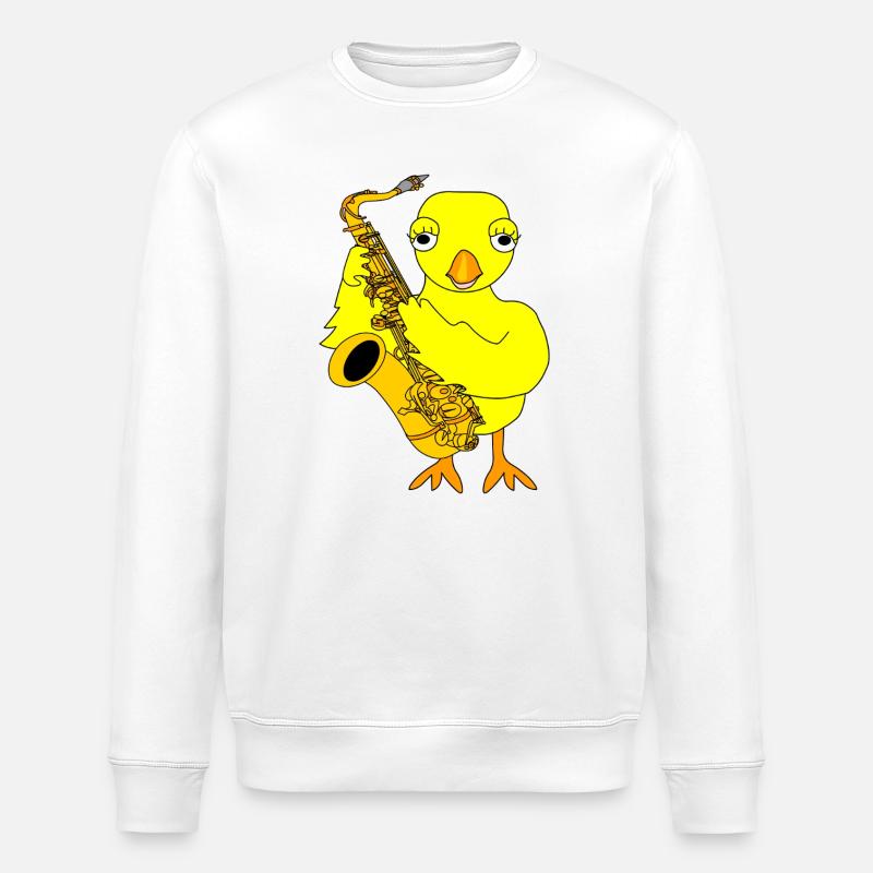 Saxophone Chick - Stanley/Stella ROLLER Unisex Organic Sweatshirt - white