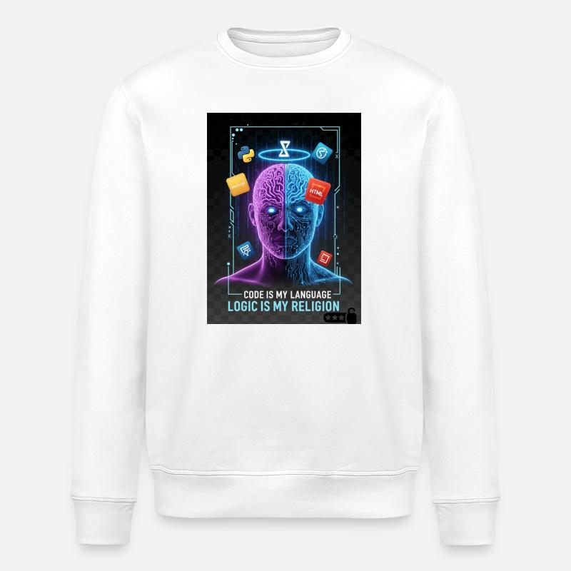 Code & Logic Cyberpunk Tech Brain T-Shirt - Sweat bio ROLLER Stanley/Stella Unisexe - blanc