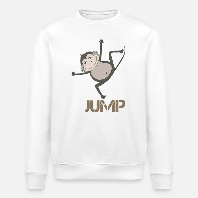 Verspielter Affe mit Sprungmotiv - Stanley/Stella Unisex Bio-Sweatshirt ROLLER - Weiß