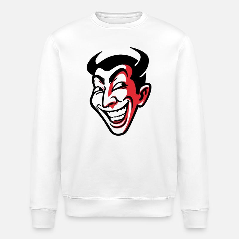 Expressive Smiling Comic Face Design - Stanley/Stella ROLLER Unisex Organic Sweatshirt - white